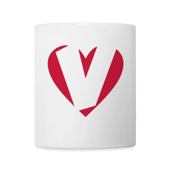 Cœur V J'aime V - Mug blanc - blanc - Devant