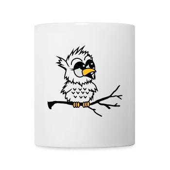 Un hibou petit bébé assis sur une branche - Mug blanc - blanc - Devant