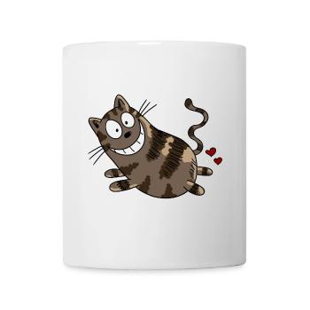 Lustige Katze pupst Herzen - Katzen - Geschenk - Tasse - Weiß - Vorne