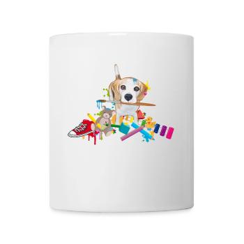 un beagle avec un pinceau - Mug blanc - blanc - Devant