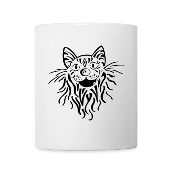 Getigerter Katzenkopf - Katze - Tiger - Kater - Tasse - Weiß - Vorne