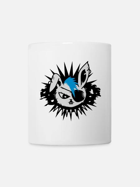 rabbit with an eye patch and a mohawk - Tasse - Weiß
