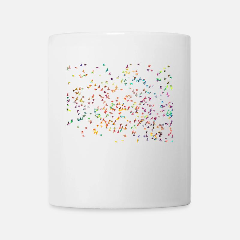 Flock of birds colorful abstract silhouette - Mug - white
