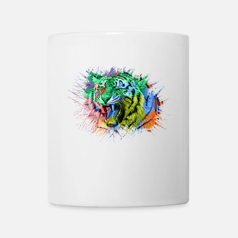 Animaux colorés arc-en-ciel tigre - Mug blanc - blanc