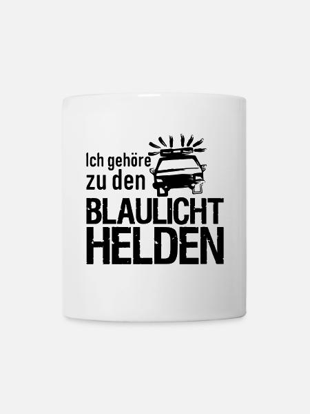 Blaulicht Polizei Feuerwehr Sanitäter Geschenk - Tasse - Weiß