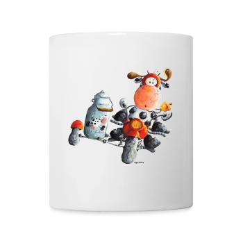 Milchexpress - Motorrad - Kuh - Cartoon - Tasse - Weiß - Vorne