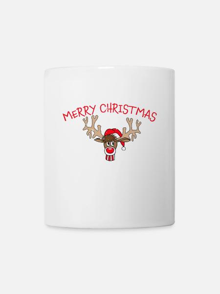 Merry Christmas Rentier Rudolf - Tasse - Weiß