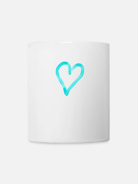 Herzdesign türkis - Tasse - Weiß