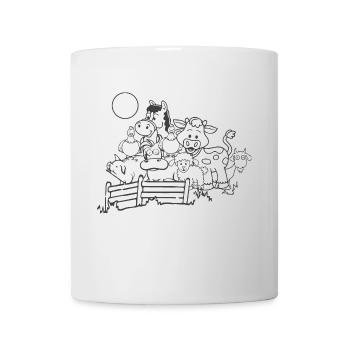 Ferme, ferme, cheval, poulet, cochon, mouton, vache - Mug blanc - blanc - Devant