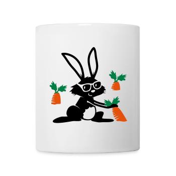 A rabbit with sunglasses in a carrot field - Mug - white - Front