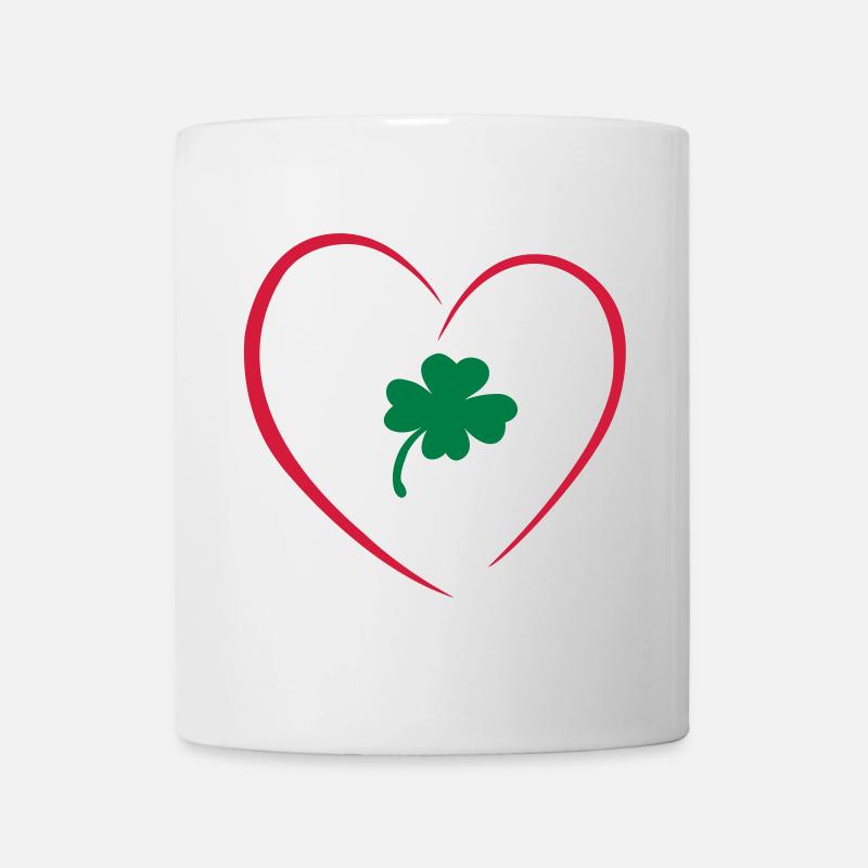 Valentine mit Herz und Kleeblatt - Tasse - Weiß