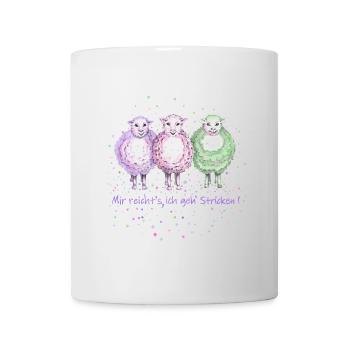 3 sheep " I'm enough knitting ! " - Mug - white - Front