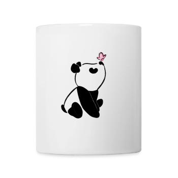 Panda mit Schmetterling – Süßes Tiermotiv - Tasse - Weiß - Vorne