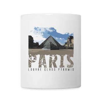 Paris, France- Louvre glass pyramid, - Tasse - Weiß - Vorne