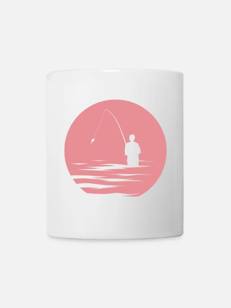Angler, Lake, Evening Sun, Sea, Fish, Symbol Nature - Mug - white