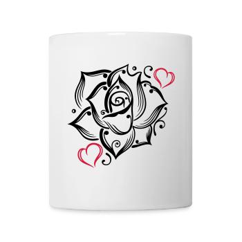 Rose Herzen Liebe Blume Blühen Romantisch - Tasse - Weiß - Vorne