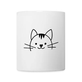 Cat Head Illustration – Modern Animal Motif - Mug - white - Front