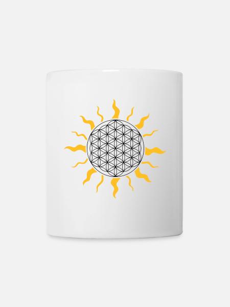 The flower of life with sun, sunbeams - Mug - white