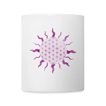 Flower of Life Sun Mandala Watercolor Pink - Mug - white - Front