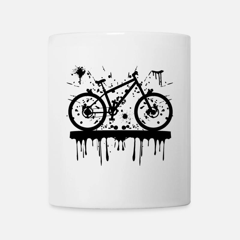 VTT avec des mouchetures et des chutes, Cyclisme - Mug blanc - blanc