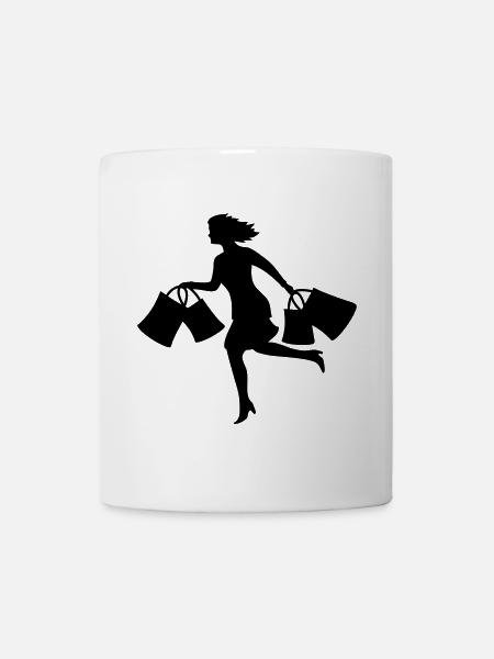 frau shopping laufen - Tasse - Weiß