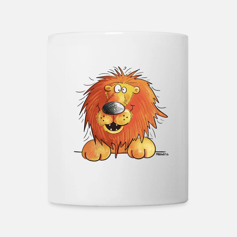 Lion drôle i tête de lion comique i illustration - Mug blanc - blanc