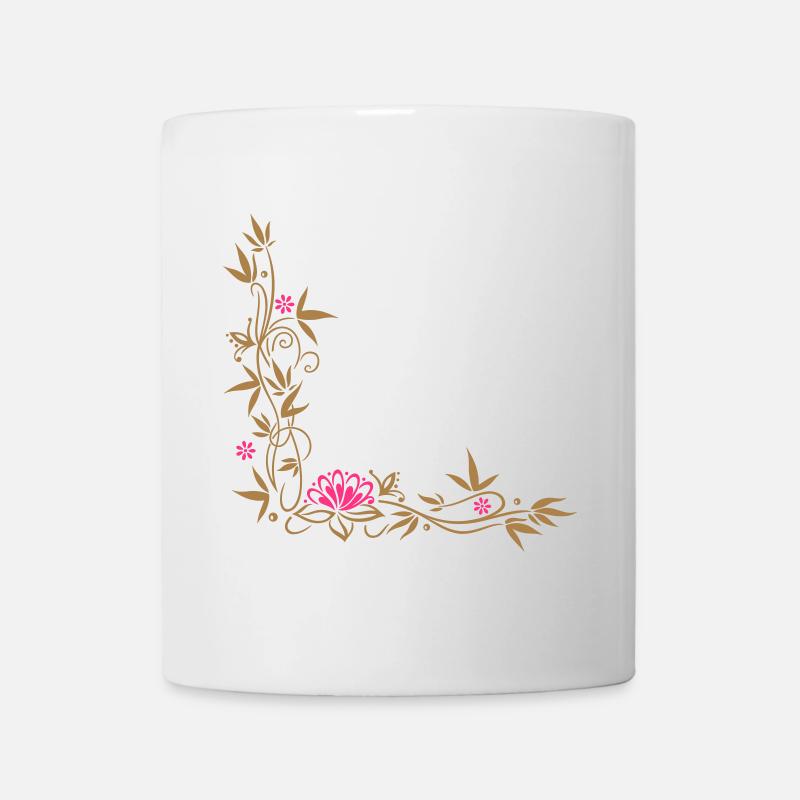 Bambus mit Lotusblüte, bamboo with lotus flower - Mug blanc - blanc