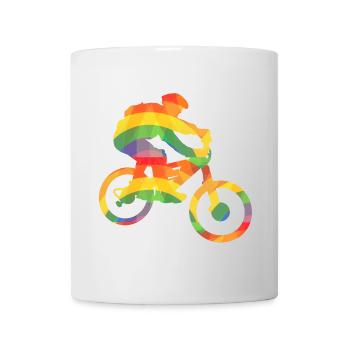 Farbiger Biker / Bunter Mountainbiker - Tasse - Weiß - Vorne