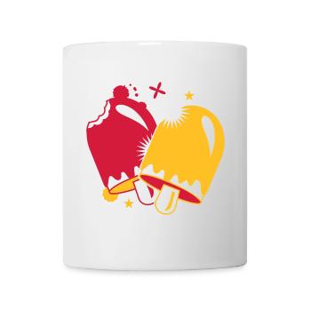 zwei leuchtend leckere Eissorten am Stil - Tasse - Weiß - Vorne