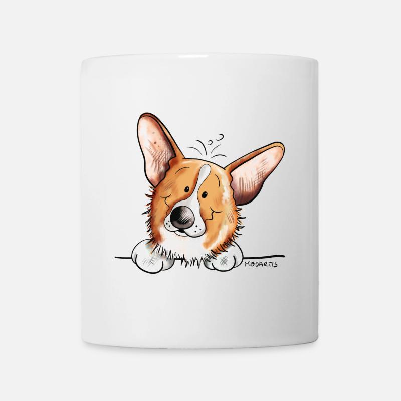 Knuffiger Welsh Corgi Cardigan - Tasse - Weiß