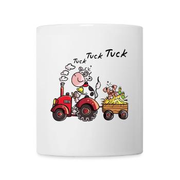 Tuck Tuck Kuh fährt Schwein - Tasse - Weiß - Vorne