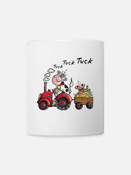Vache conduisant un tracteur - Cadeau - Mug blanc - blanc