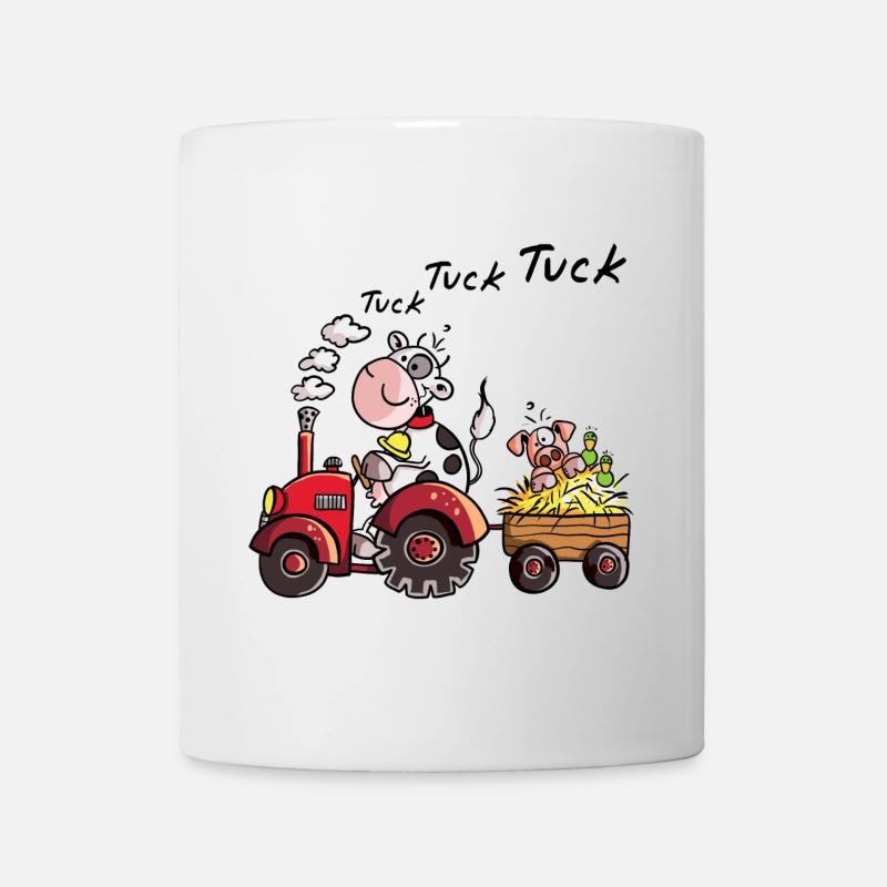 Vache conduisant un tracteur - Cadeau - Mug blanc - blanc