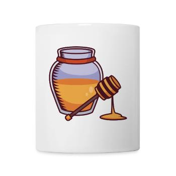 Honey jar with honey saliva illustration - Mug - white - Front