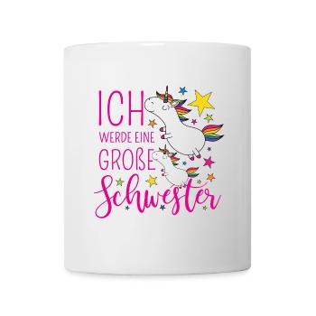Große Schwester Einhorn Einhörner pink Sterne bunt - Tasse - Weiß - Vorne
