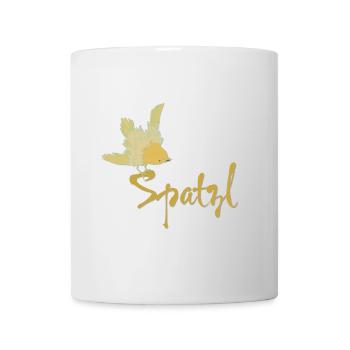 Goldener Vogel mit geschwungenem Schriftzug - Tasse - Weiß - Vorne