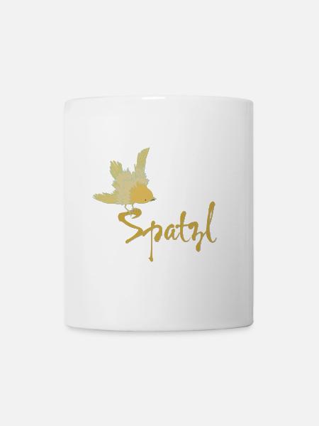 Goldener Vogel mit geschwungenem Schriftzug - Tasse - Weiß