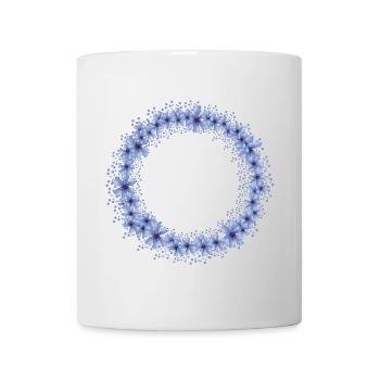 leuchtender blauer Kornblumen Blüten Kranz - Tasse - Weiß - Vorne