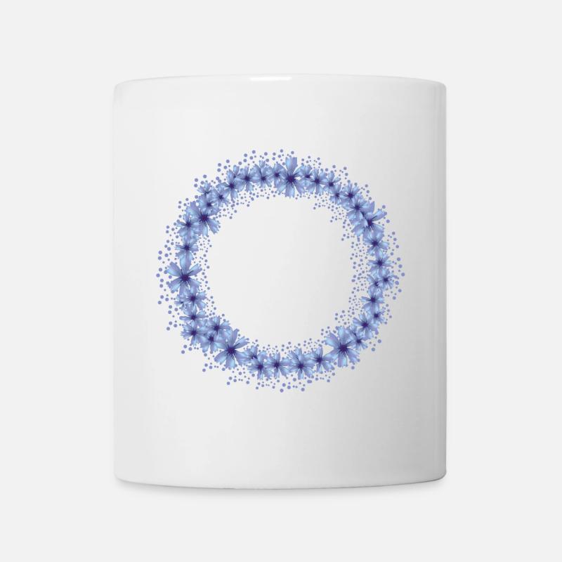 couronne de fleur de bleuet bleu vif - Mug blanc - blanc