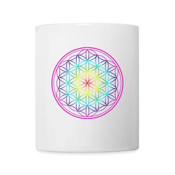 Rainbow Flower of Life Flower of Life Flower - Mug - white - Front