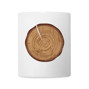 Eine Holzscheibe mit Jahresringe und einen Spalt - Tasse - Weiß - Vorne