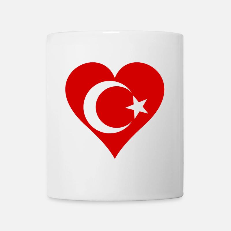 Drapeau turc comme coeur - Mug blanc - blanc