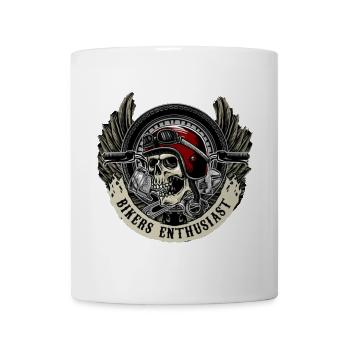Motorcyclist, skull - Mug - white - Front