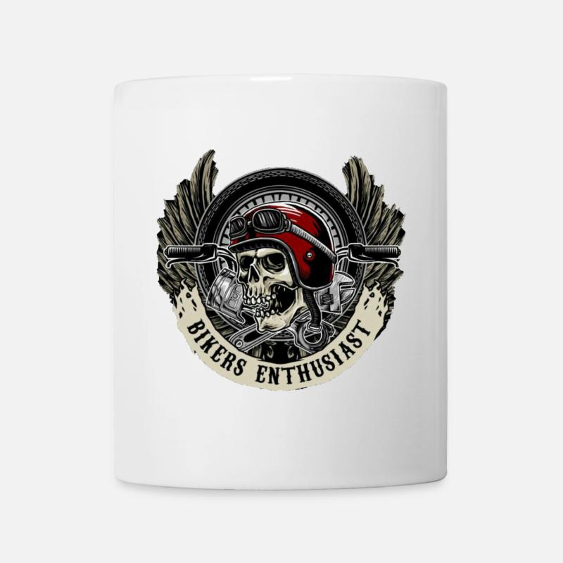 Motorcyclist, skull - Mug - white