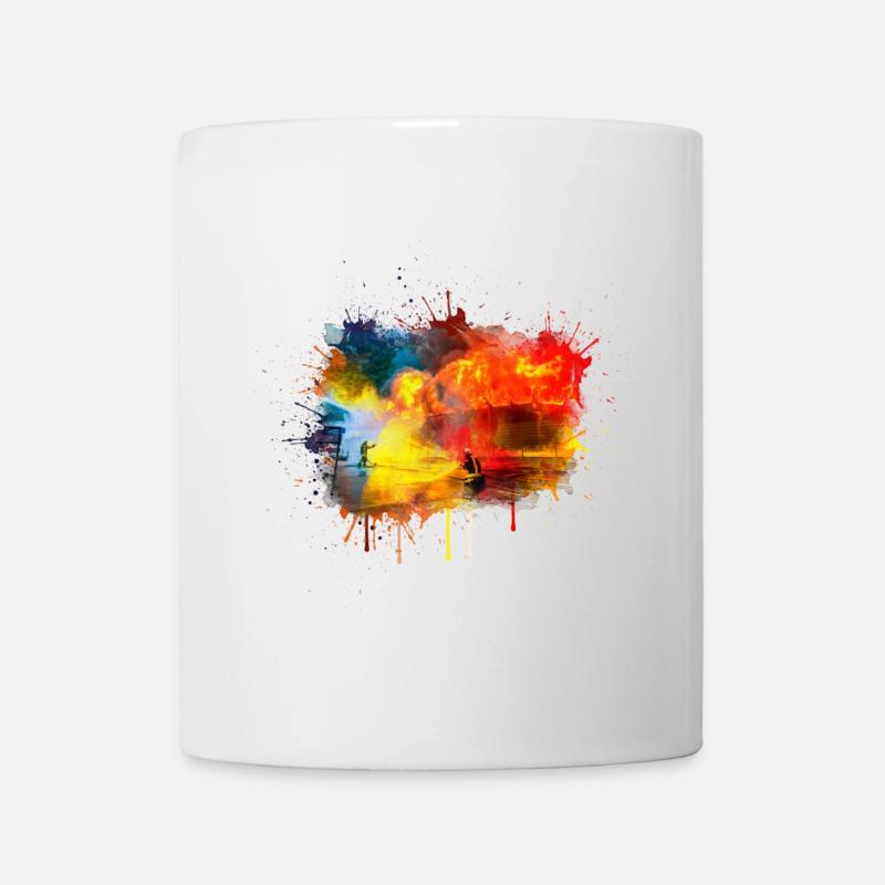 Firefighters fire fighting watercolor drawing - Mug - white