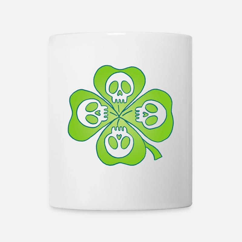 Têtes de mort et trèfle à quatre feuilles - Mug blanc - blanc