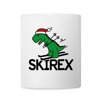 Skirex T-Rex skiant Dinosaur Tyrannosaurus Jeu de mots de ski - Mug blanc - blanc - Devant