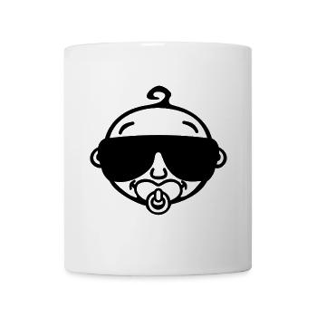 Cool baby with sunglasses portrait (black) - Mug - white - Front