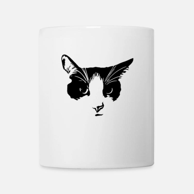Visage de chat noir et blanc Zigi - Mug blanc - blanc