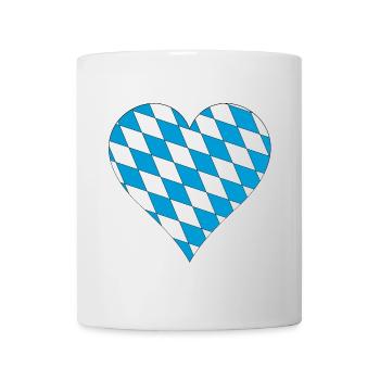 Bayern bayerische Flagge Herz - Tasse - Weiß - Vorne